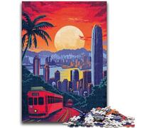 Jigsaws Puzzles 1000 Pieces for Teenagers Gifts Hong Kong Skyline Tram Teenager Jigsaw,learning Educational for Is Ideal As A Gift for The Whole Family (50x75cm)