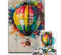 Jigsaws Puzzles 1000 Pieces for Teenagers Gifts Hot Air Balloon Oil Painting 1000 Pieces for Teenagers,Stress Reliever Staycation Kill Time Parent-child Interaction (size 38x26cm)
