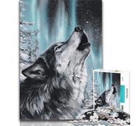 Jigsaws Puzzles 1000 Pieces for Teenagers Gifts Howling Wolf Teenager Puzzles,Decompressing Intellectual Educational Toy Birthday Gift (size 75x50cm)