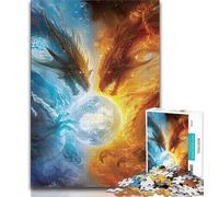 Jigsaws Puzzles 1000 Pieces for Teenagers Gifts Ice And Fire Dragon,Challenging Game Toys Wall Decoration Unique Birthday And Xmas Gifts (38x26cm)