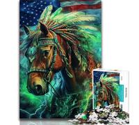 Jigsaws Puzzles 1000 Pieces for Teenagers Gifts Indian Horse,Challenging To Complete But Fun And Humorous Birthday Present,Gifts,Wall Art (75x50cm)