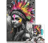 Jigsaws Puzzles 1000 Pieces for Teenagers Gifts Indian Princess Graffiti,Family Entertainment Toys Is Ideal As A Gift for The Whole Family 38x26cm
