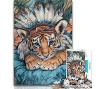 Jigsaws Puzzles 1000 Pieces for Teenagers Gifts Indian Tiger Adult Puzzles,Stress Reliever Staycation Kill Time Parent-child Interaction (size 75x50cm)