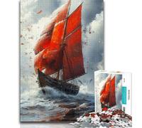 Jigsaws Puzzles 1000 Pieces for Teenagers Gifts Japanese Ancien Boat,Family Entertainment Toys Is Ideal As A Gift for The Whole Family 75x50cm