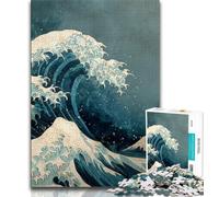 Jigsaws Puzzles 1000 Pieces for Teenagers Gifts Japanese Style Waves,Educational Family Game Suitable for Desktop Decoration 50x75cm