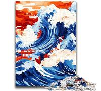 Jigsaws Puzzles 1000 Pieces for Teenagers Gifts Japanese Style Waves Puzzles,Quiz Game for Is Ideal As A Gift for The Whole Family (26x38cm)