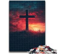 Jigsaws Puzzles 1000 Pieces for Teenagers Gifts Jesus on The Cross Adult Puzzles,Toys Educational Games Stress Relieving Unique Birthday And Gifts (75x50cm)