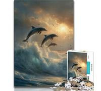 Jigsaws Puzzles 1000 Pieces for Teenagers Gifts Jumping Dolphin Puzzles for Adults,Fun Present & Activity for Home,Toy for Rainy Days 75x50cm