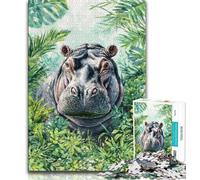 Jigsaws Puzzles 1000 Pieces for Teenagers Gifts Jungle Hippo 1000 Piece Puzzle,Suitable for Desktop Decoration for And Age 14 (size 38x26cm)
