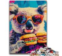 Jigsaws Puzzles 1000 Pieces for Teenagers Gifts Koala Eating A Hamburger Puzzles for Teenagers,Educational Games DIY Toys Great Gifts And Toys (75x50cm)