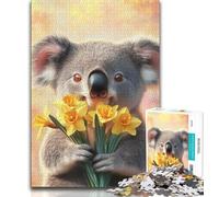 Jigsaws Puzzles 1000 Pieces for Teenagers Gifts Koala Holding A Flower Adult Puzzles,Toys Educational Games Stress Relieving Unique Birthday And Gifts 75x50cm