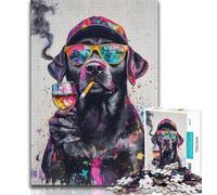 Jigsaws Puzzles 1000 Pieces for Teenagers Gifts Labrador Wearing Sunglasses 1000 Pieces for Teenagers,Educational Games Home Decoration Birthday Present, Gifts, Wall Art (size 38x26cm)