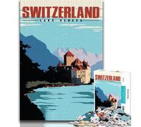 Jigsaws Puzzles 1000 Pieces for Teenagers Gifts Lake Geneva Switzerland,Family Game Stress Reliever Difficult Challenge Suitable for Couples (75x50cm)
