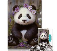 Jigsaws Puzzles 1000 Pieces for Teenagers Gifts Lavender Panda Adult Jigsaw,Family Educational Games Home Decoration Gift (size 38x26cm)