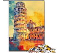 Jigsaws Puzzles 1000 Pieces for Teenagers Gifts Leaning Tower of Pisa at Sunset, Stress Relief Toys Unique Birthday And Gifts for Ages 14+ (Size 26x38cm)