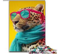 Jigsaws Puzzles 1000 Pieces for Teenagers Gifts Leopard Wearing A Scarf, Decompressing Intellectual Educational Toy Birthday Present, Gifts, Wall Art (Size 26x38cm)