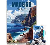 Jigsaws Puzzles 1000 Pieces for Teenagers Gifts Madeira Portugal Coast,Help The Brain Exercise Addictive Toys to Cultivate Patience Enhance Memory (75x50cm)