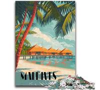 Jigsaws Puzzles 1000 Pieces for Teenagers Gifts Maldives Paradise Huts Teenager Jigsaw,learning Educational for Is Ideal As A Gift for The Whole Family (26x38cm)