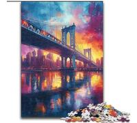 Jigsaws Puzzles 1000 Pieces for Teenagers Gifts Manhattan Bridge, Stress Reliever Difficult Challenge Home Decoration Toys (Size 26x38cm)