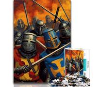 Jigsaws Puzzles 1000 Pieces for Teenagers Gifts Medieval Knights 1000 Pieces for Teenagers,Quiz Game for Is Ideal As A Gift for The Whole Family (size 75x50cm)