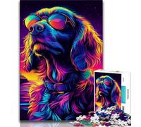 Jigsaws Puzzles 1000 Pieces for Teenagers Gifts Neon Dog Adult Puzzles,Stress Reliever Staycation Kill Time Parent-child Interaction (size 75x50cm)
