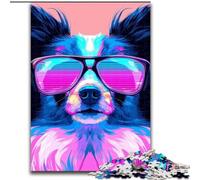Jigsaws Puzzles 1000 Pieces for Teenagers Gifts Neon Dog Wearing Glasses, Decompressing Intellectual Educational Toy Is Ideal As Gifts for The Whole Family (Size 26x38cm)