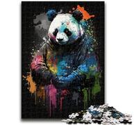Jigsaws Puzzles 1000 Pieces for Teenagers Gifts Neon Panda Puzzles for Teenagers,Unique Birthday And Gifts for And Age 14 Years Up (38x26cm)