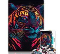 Jigsaws Puzzles 1000 Pieces for Teenagers Gifts Neon Tiger 1000 Pieces for Teenagers,Quiz Game for Is Ideal As A Gift for The Whole Family (size 38x26cm)
