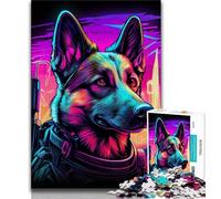 Jigsaws Puzzles 1000 Pieces for Teenagers Gifts Neon War Dogs Puzzles,Quiz Game for Is Ideal As A Gift for The Whole Family 38x26cm