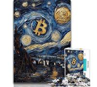 Jigsaws Puzzles 1000 Pieces for Teenagers Gifts Night Sky Bitcoin, Challenging To Complete But Fun And Humorous,is Ideal As Gifts for The Whole Family for Age 14+ 38x26cm