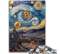 Jigsaws Puzzles 1000 Pieces for Teenagers Gifts Night Sky Bitcoin Difficult Hard Gifts for Friends And Family Suitable for And 14 26x38cm