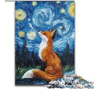 Jigsaws Puzzles 1000 Pieces for Teenagers Gifts Night Sky Fox, Stress Relief Toys Unique Birthday And Gifts for Ages 14+ (Size 26x38cm)