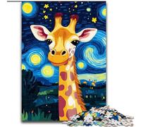Jigsaws Puzzles 1000 Pieces for Teenagers Gifts Night Sky Giraffe,for Educational Game Challenge Toy Artists Collection,Fine Art 50X75CM