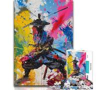 Jigsaws Puzzles 1000 Pieces for Teenagers Gifts Ninja Samurai Oil Painting Teenager Jigsaw,Stress Reliever Staycation Kill Time Home Decoration Toys 38x26cm