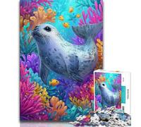 Jigsaws Puzzles 1000 Pieces for Teenagers Gifts Ocean Seal 1000 Piece Puzzle,Educational Stress Relief Toy Gifts for Friends And Family 75x50cm
