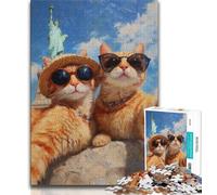 Jigsaws Puzzles 1000 Pieces for Teenagers Gifts Orange Cat Taking Selfie 1000 Piece Puzzle,family Fun Games Is Ideal As A Gift for The Whole Family (size 75x50cm)