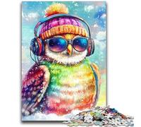 Jigsaws Puzzles 1000 Pieces for Teenagers Gifts Owl Listening to Music Adult Puzzles,Toys Educational Games Stress Relieving Unique Birthday And Gifts (75x50cm)
