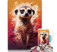 Jigsaws Puzzles 1000 Pieces for Teenagers Gifts Painting of A Meerkat Adult Puzzles,Stress Reliever Staycation Kill Time Parent-child Interaction (size 38x26cm)