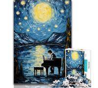 Jigsaws Puzzles 1000 Pieces for Teenagers Gifts Piano Under The Night Sky 1000 Piece Jigsaw,Unique Birthday And Gifts for Age 14 Years Up 38x26cm