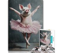 Jigsaws Puzzles 1000 Pieces for Teenagers Gifts Pig Dancing Ballet Teenager Puzzles,Family Entertainment Toys with Matching Poster And Trivia Sheet (size 38x26cm)
