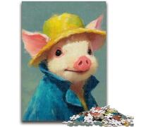 Jigsaws Puzzles 1000 Pieces for Teenagers Gifts Pig Wearing A Hat 1000 Piece Puzzle,Educational Stress Relief Toy Gifts for Friends And Family (75x50cm)