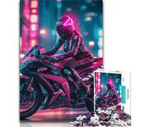 Jigsaws Puzzles 1000 Pieces for Teenagers Gifts Pink Kawasaki Ninja Bike Puzzles,Game Toys Every Piece Is Unique - Challenging Family Fun Game (size 38x26cm)