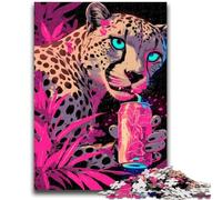 Jigsaws Puzzles 1000 Pieces for Teenagers Gifts Pink Leopard Educational Game Challenge Toy Wall Decoration Unique Birthday And Xmas Gifts 50x75cm