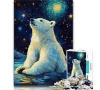 Jigsaws Puzzles 1000 Pieces for Teenagers Gifts Polar Bear Under The Night Sky,Help The Brain Exercise Addictive Toys to Cultivate Patience Enhance Memory (38x26cm)