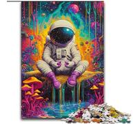 Jigsaws Puzzles 1000 Pieces for Teenagers Gifts Psychedelic Astronaut, Toys Educational Games Stress Relieving Parent-child Interaction (Size 50x75cm)