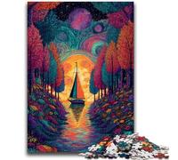 Jigsaws Puzzles 1000 Pieces for Teenagers Gifts Psychedelic Boat for Educational Game Challenge Toy Birthday Present, Gifts 50x75cm
