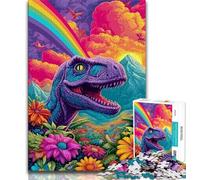 Jigsaws Puzzles 1000 Pieces for Teenagers Gifts Psychedelic Dinosaur Adult Puzzles,Stress Reliever Staycation Kill Time Parent-child Interaction (size 75x50cm)