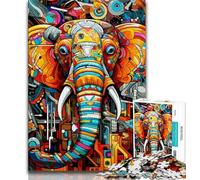 Jigsaws Puzzles 1000 Pieces for Teenagers Gifts Psychedelic Elephant 1000 Piece Puzzle,Educational Games Home Decoration Birthday Present, Gifts, Wall Art 75x50cm