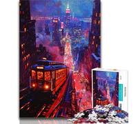 Jigsaws Puzzles 1000 Pieces for Teenagers Gifts Psychedelic New York Teenager Puzzles,Family Entertainment Toys with Matching Poster And Trivia Sheet (size 75x50cm)
