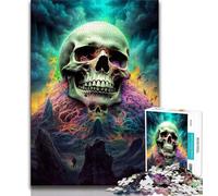 Jigsaws Puzzles 1000 Pieces for Teenagers Gifts Psychedelic Skull Adult Puzzles,Stress Reliever Difficult Challenge Suitable for Desktop Decoration (size 38x26cm)